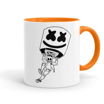 Fortnite Marshmello, Κούπα χρωματιστή πορτοκαλί, κεραμική, 330ml