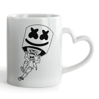 Fortnite Marshmello, Mug heart handle, ceramic, 330ml