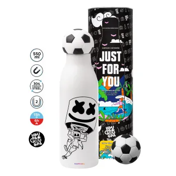 Fortnite Marshmello, Μπάλα ποδοσφαίρου μεταλλικό παγούρι θερμός, διπλού τοιχώματος, 550ml