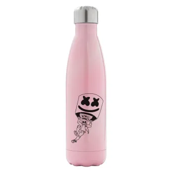 Fortnite Marshmello, Metal mug thermos Pink Iridiscent (Stainless steel), double wall, 500ml