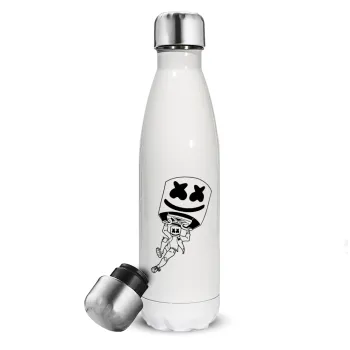 Fortnite Marshmello, Metal mug thermos White (Stainless steel), double wall, 500ml