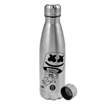 Fortnite Marshmello, Metallic water bottle, stainless steel, 750ml