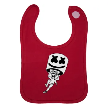 Fortnite Marshmello, Σαλιάρα με Σκρατς Κόκκινη 100% Organic Cotton (0-18 months)