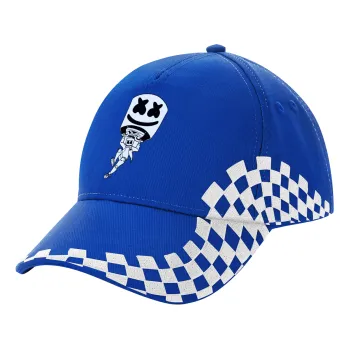 Fortnite Marshmello, Adult Ultimate BLUE RACING Cap, (100% COTTON DRILL, ADULT, UNISEX, ONE SIZE)