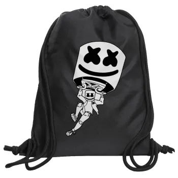 Fortnite Marshmello, Backpack pouch GYMBAG Black, with pocket (40x48cm) & thick cords