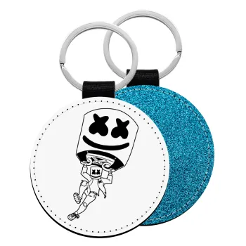 Fortnite Marshmello, Μπρελόκ Δερματίνη, στρογγυλό ΜΠΛΕ (5cm)