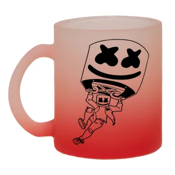 Fortnite Marshmello, Κούπα γυάλινη δίχρωμη με βάση το κόκκινο ματ, 330ml
