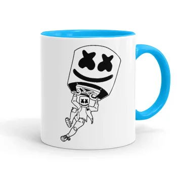 Fortnite Marshmello, Κούπα χρωματιστή γαλάζια, κεραμική, 330ml