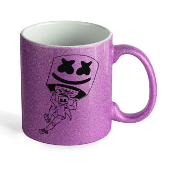 Fortnite Marshmello, Κούπα Μωβ Glitter που γυαλίζει, κεραμική, 330ml