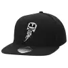 Adult Flat Snapback Hat Black, (100% COTTON TWILL, ADULT, UNISEX, ONE SIZE)