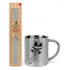 Easter Set, metallic thermal cup (300ml) & Easter aromatic flat candle (30cm) (GRAY)
