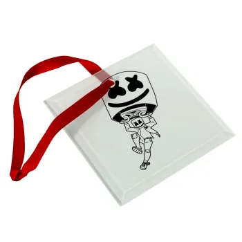 Fortnite Marshmello, Christmas ornament, glass square ornament 9x9cm