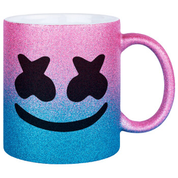 Marshmello, Κούπα Χρυσή/Μπλε Glitter, κεραμική, 330ml