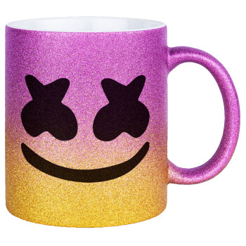 Marshmello, Κούπα Χρυσή/Ροζ Glitter, κεραμική, 330ml