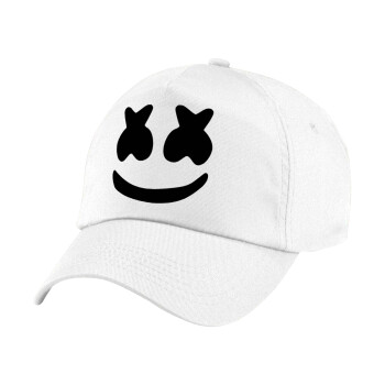 Marshmello, 5-Panel Cap White, 100% Cotton (Twill), (UNISEX, ONE SIZE)