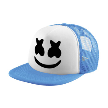 Marshmello, Child's Soft Trucker Hat with Blue/White Mesh (POLYESTER, CHILD, ONE SIZE)