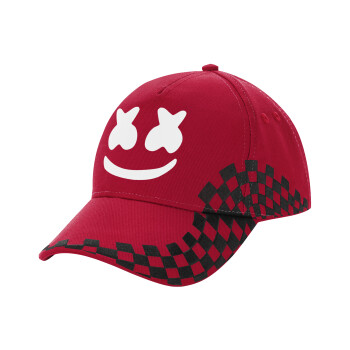 Marshmello, Καπέλο Ενηλίκων Ultimate ΚΟΚΚΙΝΟ/ΜΑΥΡΟ RACING με Σκρατς, (100% ΒΑΜΒΑΚΕΡΟ DRILL, ΕΝΗΛΙΚΩΝ, UNISEX, ONE SIZE)