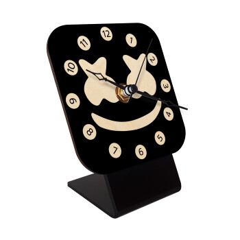 Marshmello, Quartz Table clock in natural wood (10cm)