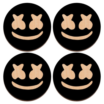 Marshmello, ΣΕΤ x4 Σουβέρ ξύλινα στρογγυλά plywood (9cm)