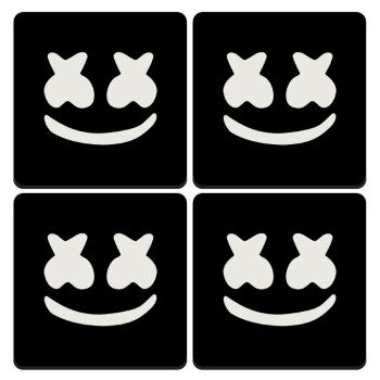 Marshmello, ΣΕΤ 4 Σουβέρ ξύλινα τετράγωνα (9cm)