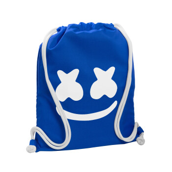 Marshmello, Τσάντα πλάτης πουγκί GYMBAG Μπλε, με τσέπη (40x48cm) & χονδρά κορδόνια