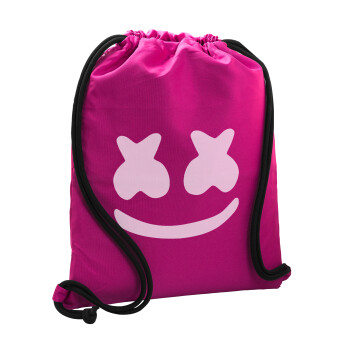 Marshmello, Τσάντα πλάτης πουγκί GYMBAG Φούξια, με τσέπη (40x48cm) & χονδρά κορδόνια