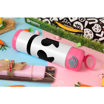 Marshmello, Πασχαλινή Λαμπάδα με Παιδικό παγούρι θερμό, ανοξείδωτο, με καλαμάκι ασφαλείας, ΡΟΖ (500ml)