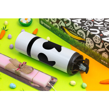 Marshmello, Easter candle,Travel Tumbler 2 Lids, with metal straw & cleaning brush & aromatic flat candle (30cm) (PINK)