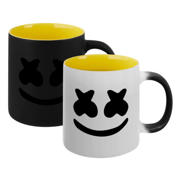 Marshmello, Κούπα Μαγική εσωτερικό κίτρινη, κεραμική 330ml που αλλάζει χρώμα με το ζεστό ρόφημα