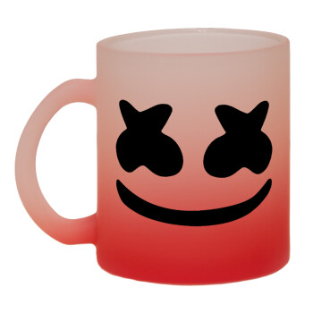 Marshmello, Κούπα γυάλινη δίχρωμη με βάση το κόκκινο ματ, 330ml