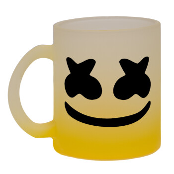 Marshmello, Κούπα γυάλινη δίχρωμη με βάση το κίτρινο ματ, 330ml