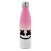 Metal mug thermos Pink/White (Stainless steel), double wall, 500ml