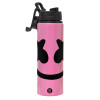 Metallic water bottle with safety lid, 850ml aluminum