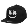 Children's Flat Snapback Hat, Black (100% COTTON, CHILD, UNISEX, ONE SIZE)