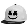 Child's Flat Snapback Hat, White (100% COTTON, CHILDREN'S, UNISEX, ONE SIZE)