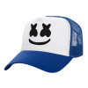 Adult Structured Trucker Hat, with Mesh, WHITE/BLUE (100% COTTON, ADULT, UNISEX, ONE SIZE)