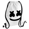 Backpack pouch GYMBAG white, with pocket (40x48cm) & thick cords