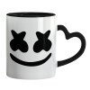 Mug heart black handle, ceramic, 330ml