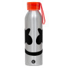 Aluminum Sports Bottle 650ml – Silver with Red Cap and Silicone Strap