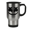 Stainless steel travel mug with lid, double wall 450ml