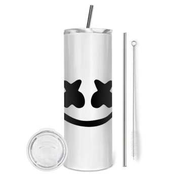 Marshmello, Eco friendly stainless steel tumbler 600ml, with metal straw & cleaning brush