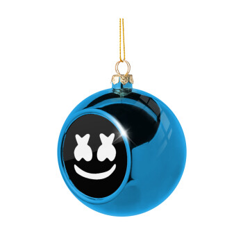 Marshmello, Blue Christmas tree ball ornament 8cm