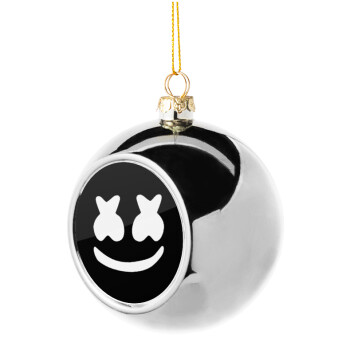 Marshmello, Silver 8cm Christmas tree ball ornament