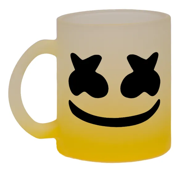 Marshmello — Two-tone glass mug with matte yellow base, 330ml
