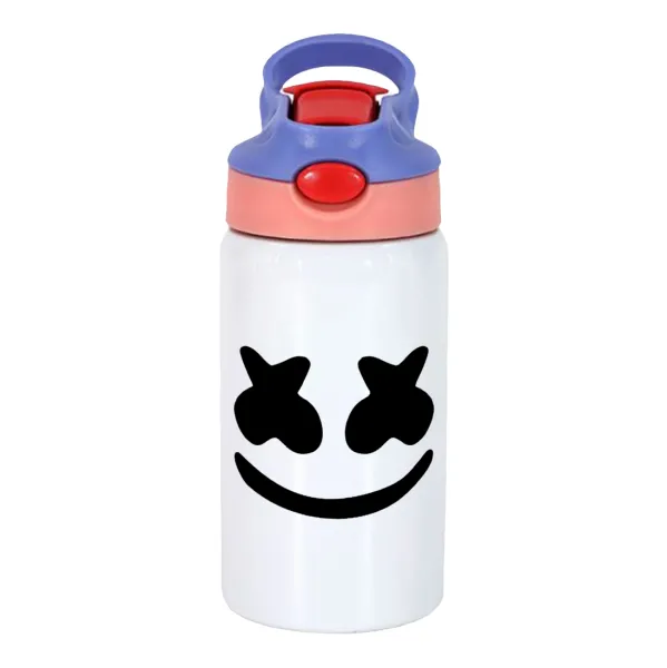 Marshmello — Παιδικό παγούρι θερμό, ανοξείδωτο, με καλαμάκι ασφαλείας, ροζ/μωβ (350ml)