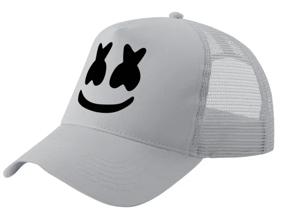 Marshmello — Καπέλο Ενηλίκων Structured Trucker, με Δίχτυ, ΓΚΡΙ (100% ΒΑΜΒΑΚΕΡΟ, ΕΝΗΛΙΚΩΝ, UNISEX, ONE SIZE)
