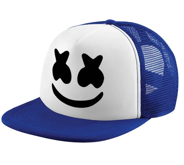 Marshmello — Adult Soft Trucker Hat with Blue/White Mesh (POLYESTER, ADULT, UNISEX, ONE SIZE)