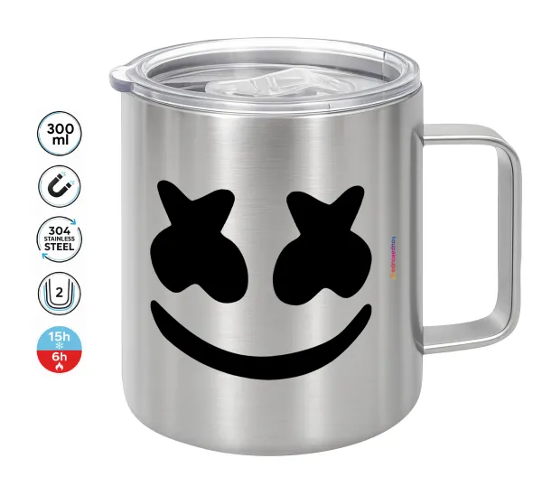 Marshmello — Double-walled stainless steel mug 300ml with temperature-retaining lid