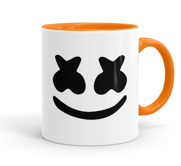 Marshmello — Κούπα χρωματιστή πορτοκαλί, κεραμική, 330ml