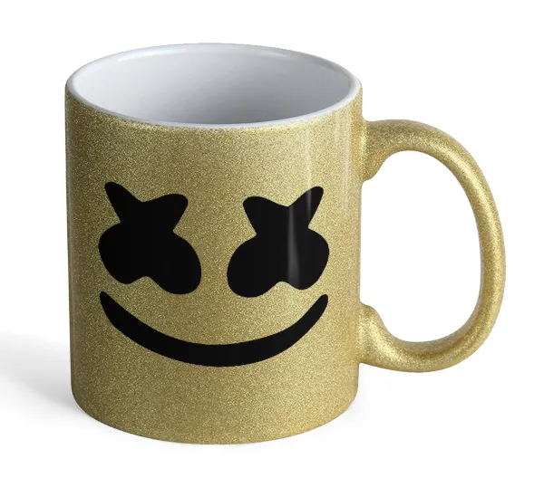 Marshmello — Κούπα Χρυσή Glitter που γυαλίζει, κεραμική, 330ml